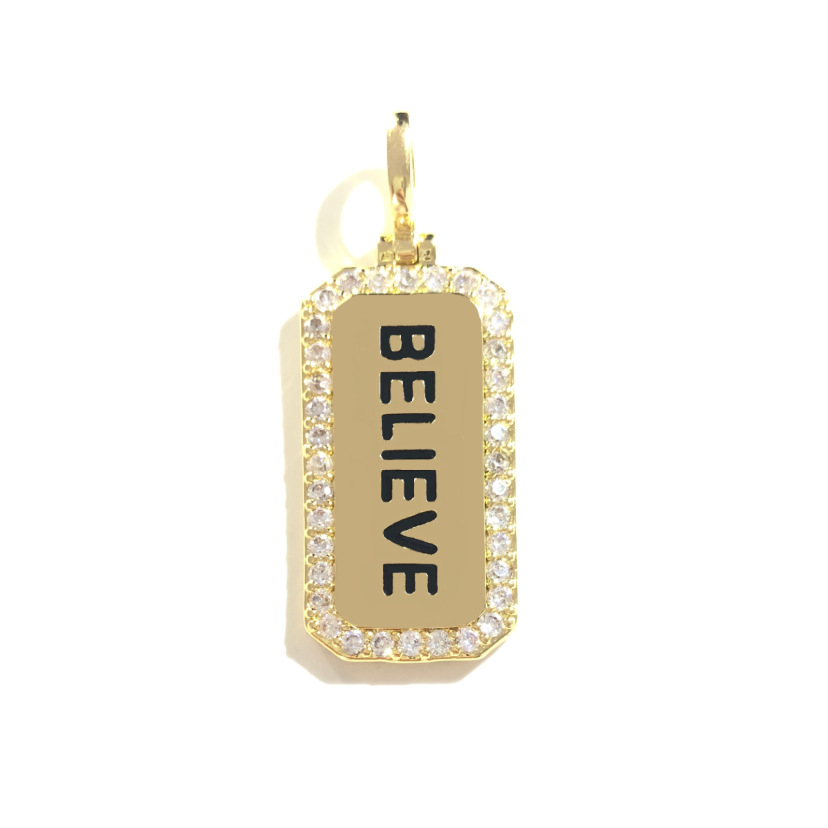 10pcs/lot 38*15mm CZ Paved Believe Word Tags Charms Pendants Gold CZ Paved Charms Christian Quotes New Charms Arrivals Word Tags Charms Beads Beyond