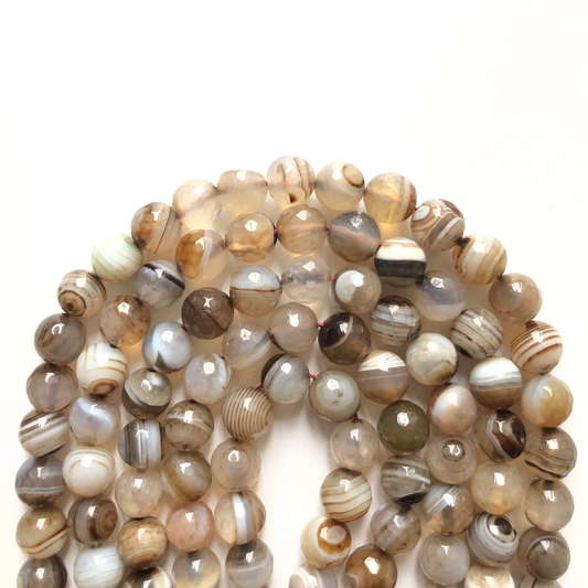 2 Strands/lot 10mm Light Brown Faceted Banded Agate Stone Beads Stone Beads Faceted Agate Beads Charms Beads Beyond