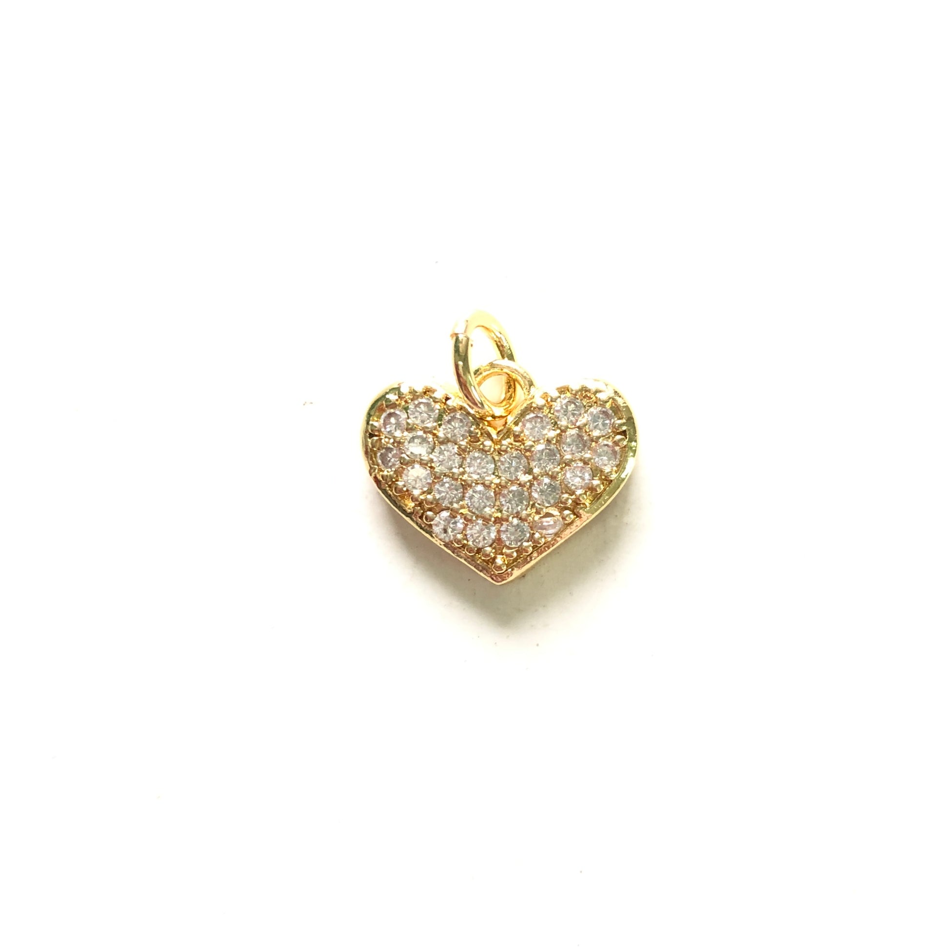 10pcs/lot 15*12mm Small Size CZ Paved Heart Charms Gold CZ Paved Charms Hearts Small Sizes Charms Beads Beyond