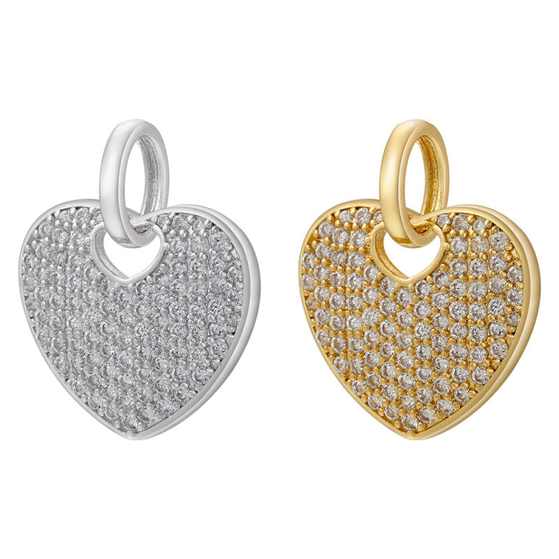 10pcs/lot Gold Silver Plated CZ Paved Heart Charm Pendants Mix Colors CZ Paved Charms Hearts New Charms Arrivals Charms Beads Beyond