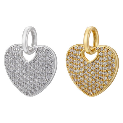 10pcs/lot Gold Silver Plated CZ Paved Heart Charm Pendants Mix Colors CZ Paved Charms Hearts New Charms Arrivals Charms Beads Beyond