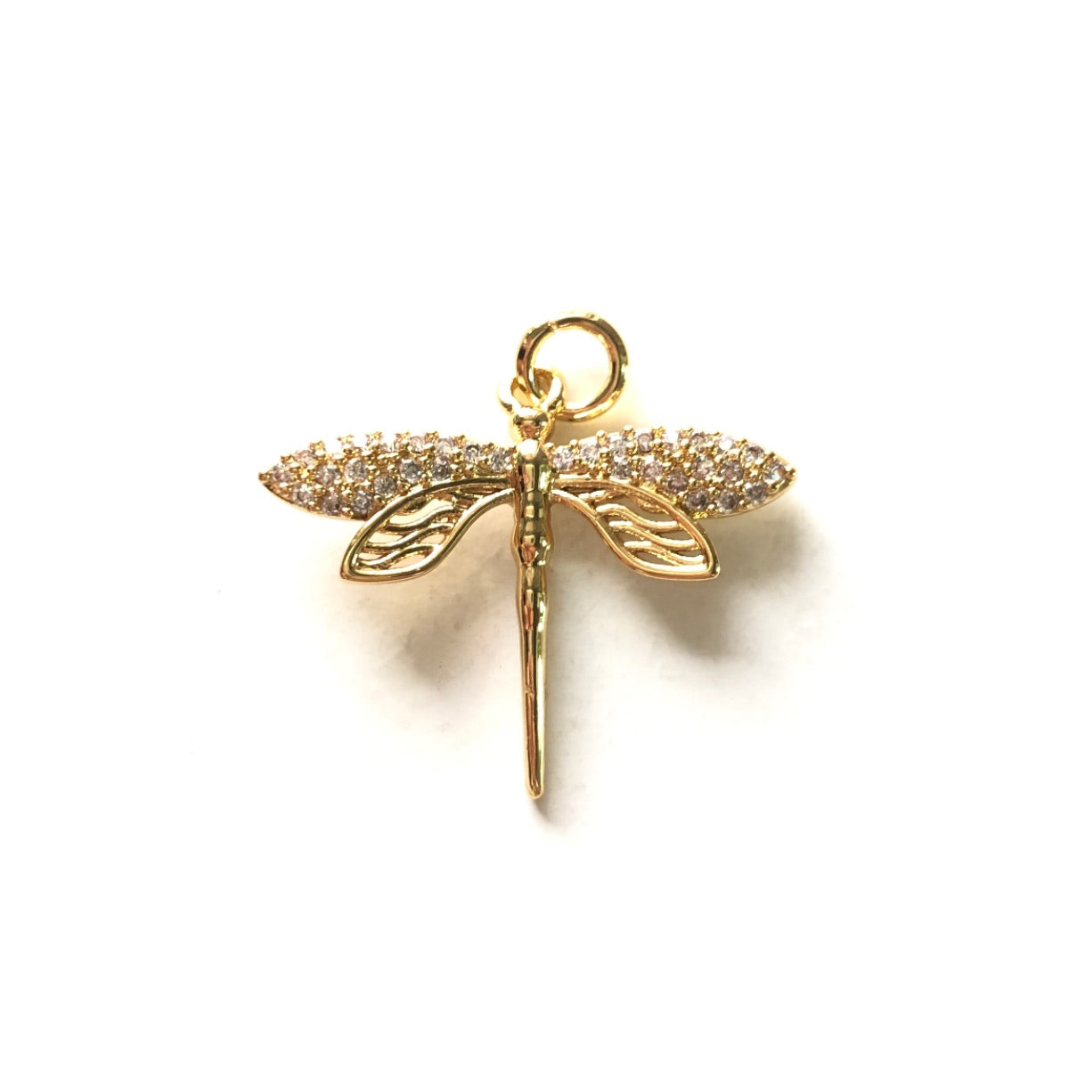 10pcs/lot 27.3*23.3mm CZ Paved Dragonfly Charms Gold CZ Paved Charms Animals & Insects Charms Beads Beyond