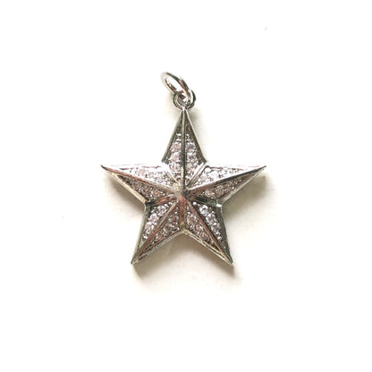 10pcs/lot 25*23mm CZ Paved Star Charms Silver CZ Paved Charms New Charms Arrivals Sun Moon Stars Charms Beads Beyond