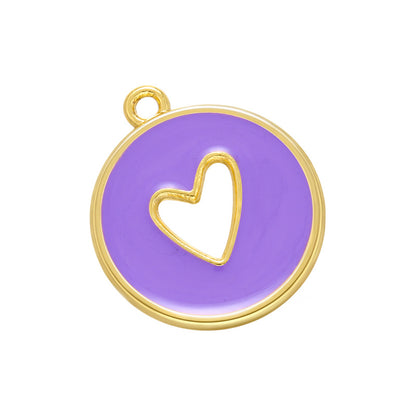 10pcs/lot 20.5*18mm Gold Plated Colorful Enamel Hollow Heart Charm Purple Enamel Charms Charms Beads Beyond