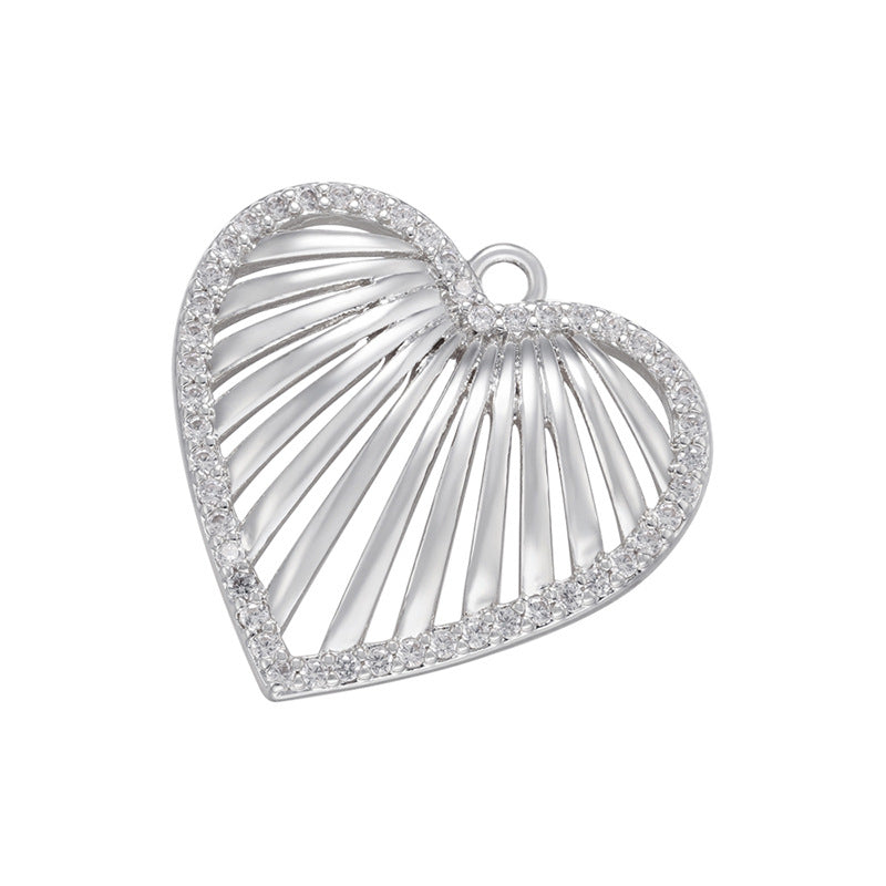 10pcs/lot 22*21mm CZ Paved Hollow Heart Charm Pendants Silver CZ Paved Charms Hearts Charms Beads Beyond