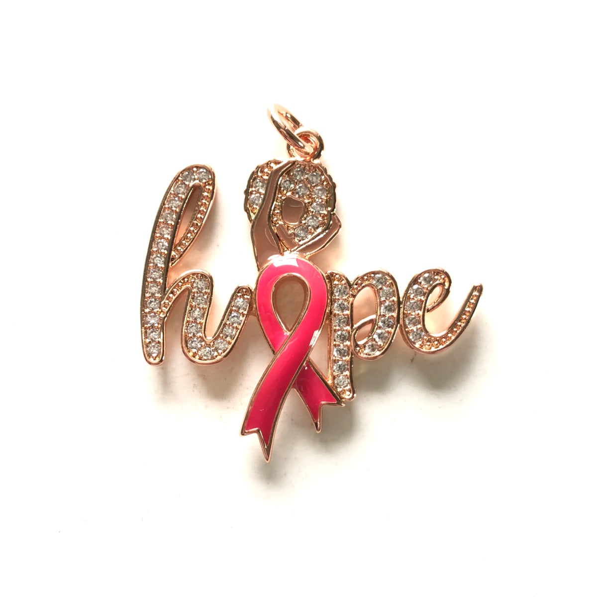 10pcs/lot Afro Girl CZ Pave Pink Ribbon Hope Charms Rose Gold CZ Paved Charms Breast Cancer Awareness Charms Beads Beyond