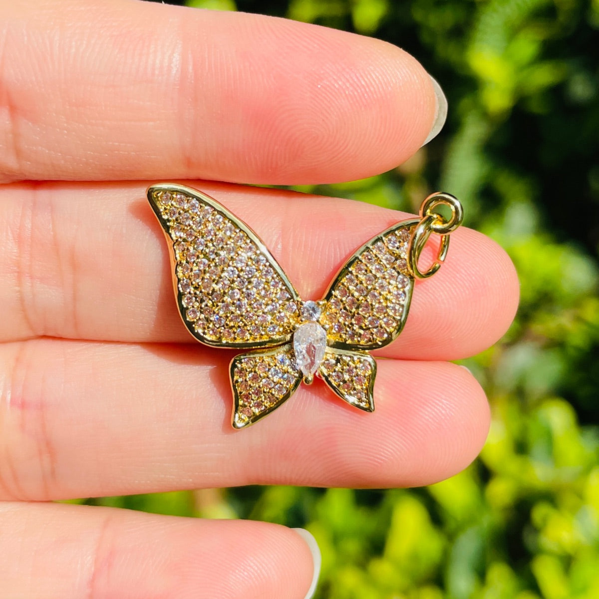 10pcs/lot 28.5*23.5mm CZ Paved Butterfly Charms Gold CZ Paved Charms Butterflies New Charms Arrivals Charms Beads Beyond