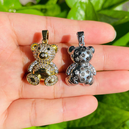 10pcs/lot 25*16.3mm CZ Pave Cute 3D Bear Charms as CZ Paved Charms Animals & Insects Charms Beads Beyond