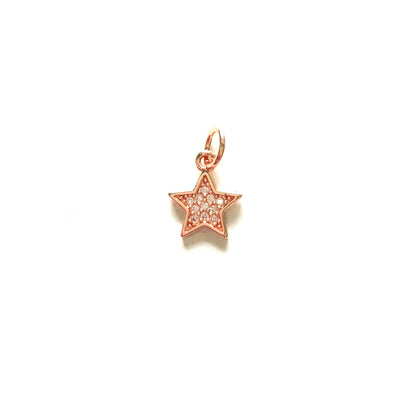 10pcs/lot 10*8.5mm Small Size CZ Paved Star Charms Rose Gold CZ Paved Charms Small Sizes Sun Moon Stars Charms Beads Beyond