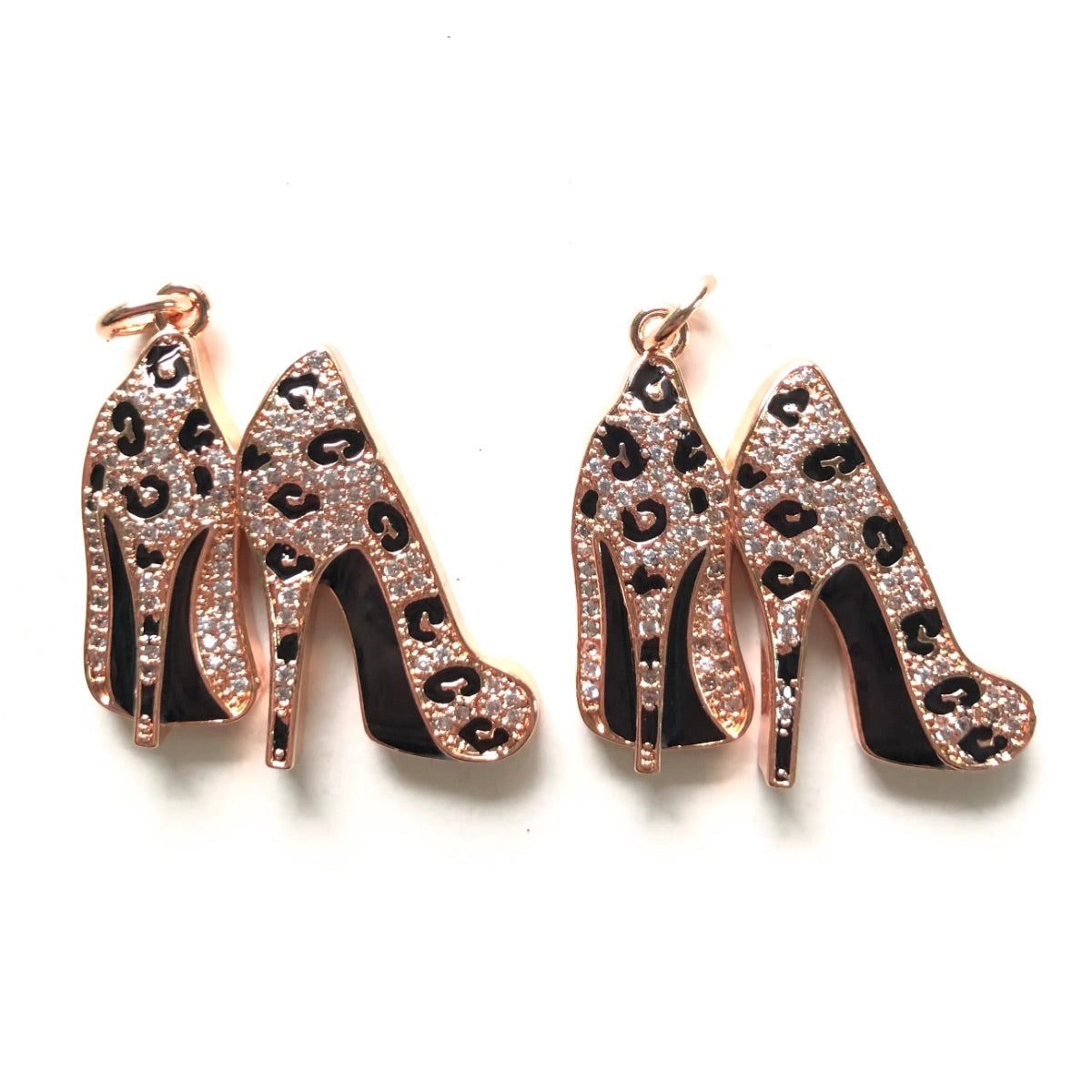 10pcs/lot CZ Pave Leopard Print High Heel Charms CZ Paved Charms High Heels Leopard Printed New Charms Arrivals Charms Beads Beyond