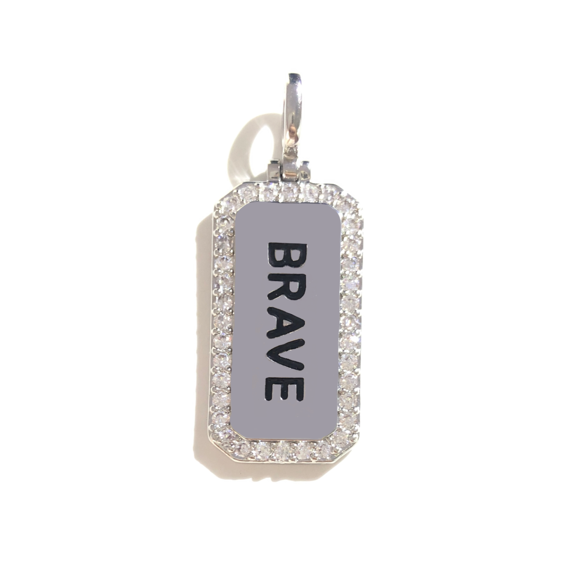 10pcs/lot 38*15mm CZ Paved Brave Word Tags Charms Pendants Silver CZ Paved Charms Christian Quotes New Charms Arrivals Word Tags Charms Beads Beyond