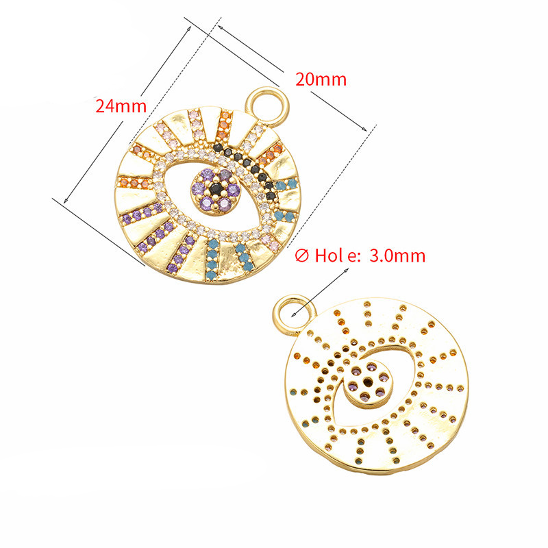 10pcs/lot 24*20mm Multicolor CZ Paved Evil Eye Charms CZ Paved Charms Colorful Zirconia Evil Eyes Charms Beads Beyond