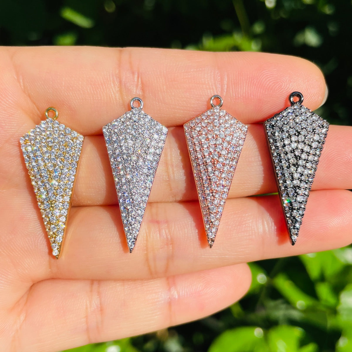 5-10pcs/lot 31*13mm CZ Pave Arrow Charm Pendants Mix Colors CZ Paved Charms Geometrics Charms Beads Beyond