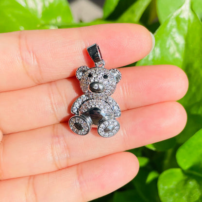 10pcs/lot 25*16.3mm CZ Pave Cute 3D Bear Charms as CZ Paved Charms Animals & Insects Charms Beads Beyond