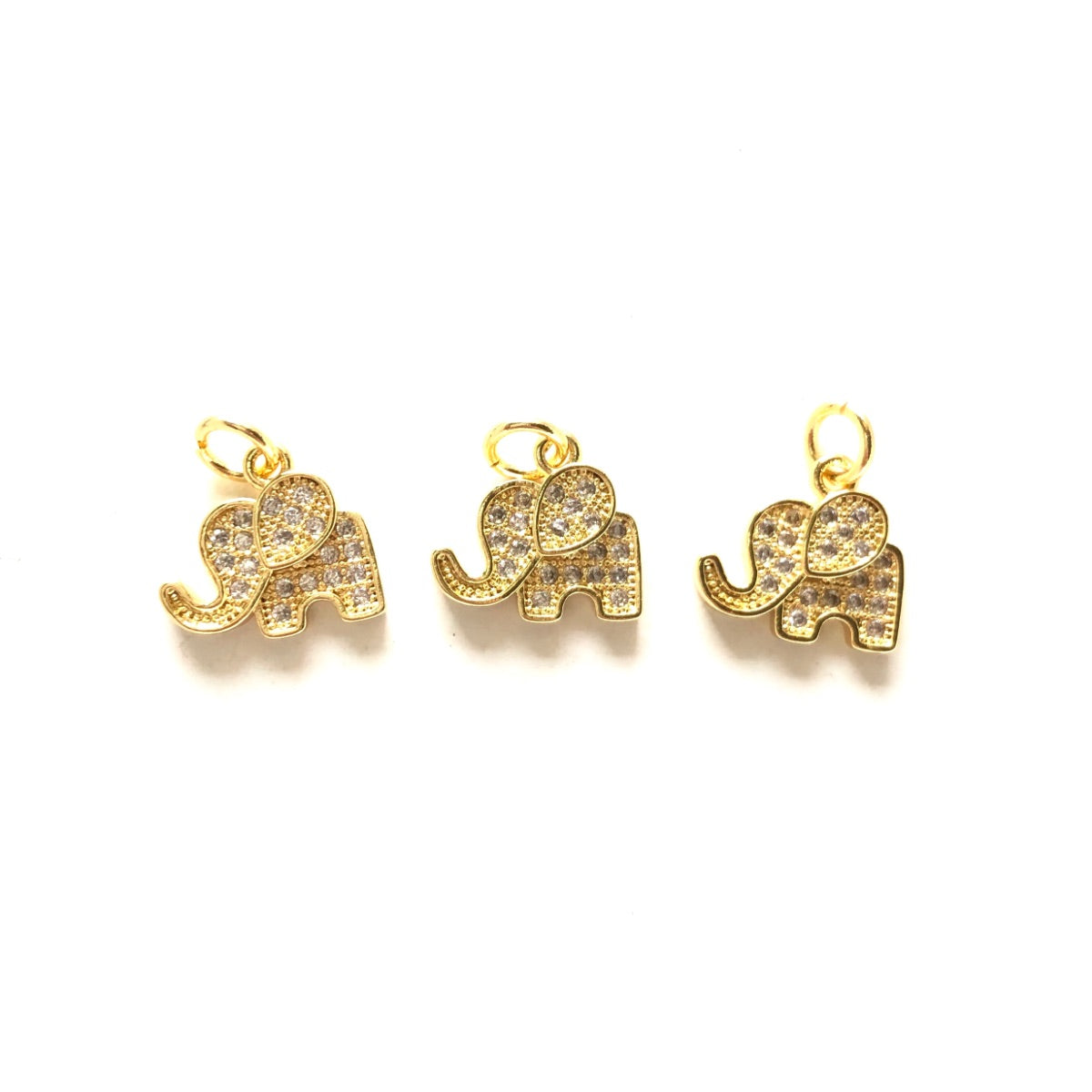 10pcs/lot 12*11mm Small Size CZ Pave Elephant Charms Gold CZ Paved Charms Animals & Insects Small Sizes Charms Beads Beyond