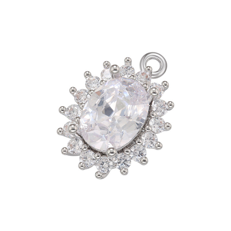 10pcs/lot Gold Silver Plated Colorful Diamond Charms Clear on Silver CZ Paved Charms Colorful Zirconia Diamond Charms Beads Beyond