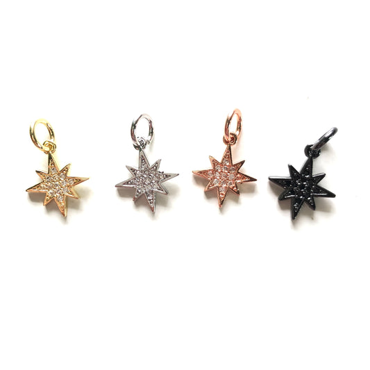 10pcs/lot 13.5*11.8mm Small Size CZ Paved North Star Charms Mix Colors CZ Paved Charms Small Sizes Sun Moon Stars Charms Beads Beyond