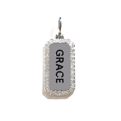 10pcs/lot 38*15mm CZ Paved Grace Word Tags Charms Pendants Silver CZ Paved Charms Christian Quotes New Charms Arrivals Word Tags Charms Beads Beyond
