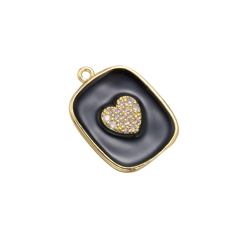 10pcs/lot 21*16mm Enamel Heart Charm for Bracelet & Necklace Making Black Enamel Charms Charms Beads Beyond