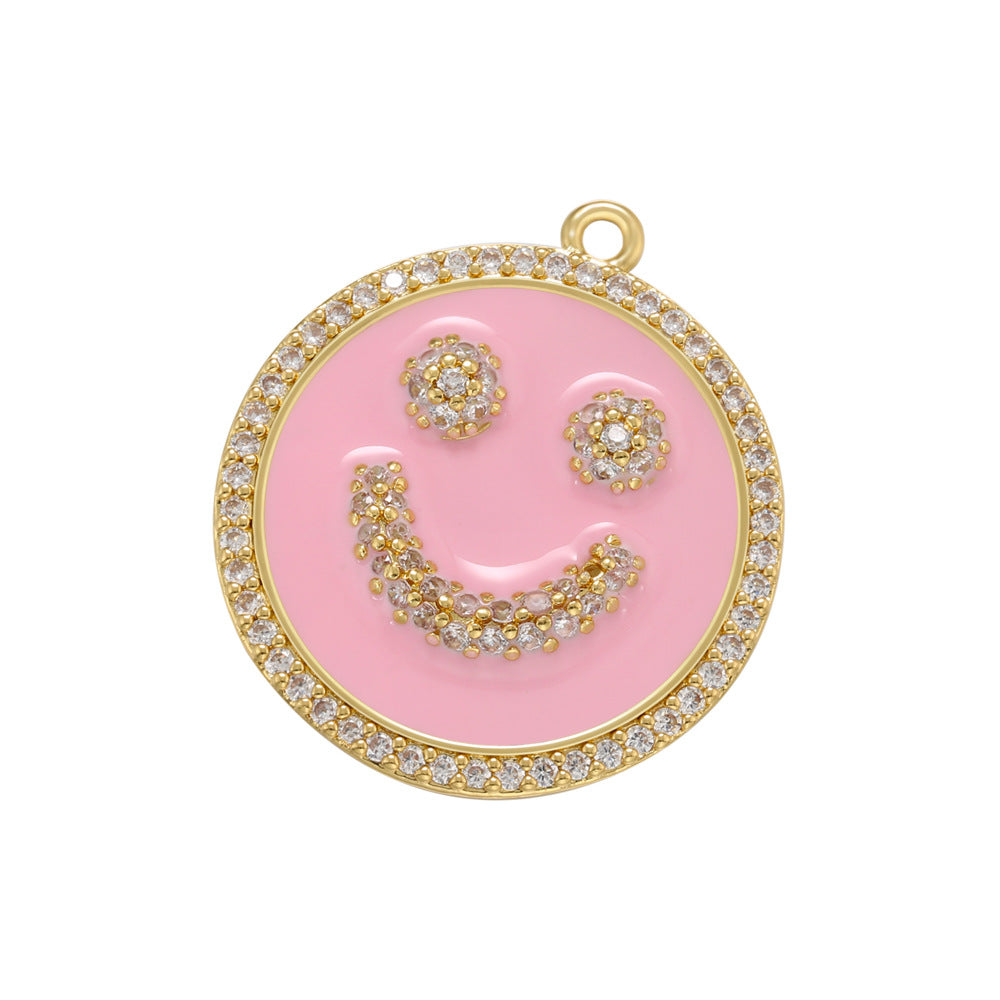 10pcs/lot 28.5*25.5mm Colorful Enamel CZ Pave Smile Heart Charm Pink Enamel Charms Charms Beads Beyond