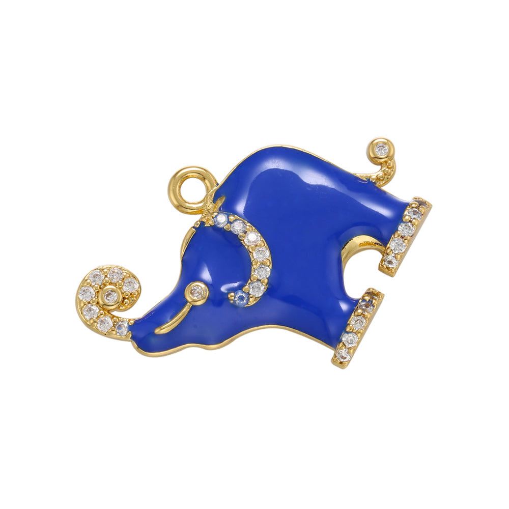 10pcs/lot 22.5*19mm Colorful Enamel CZ Pave Elephant Charm Pendants Blue Enamel Charms Charms Beads Beyond