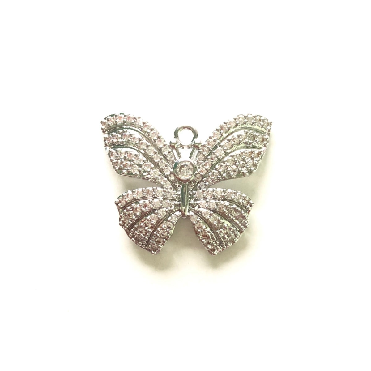 10pcs/lot 24.8*20.4mm CZ Paved Butterfly Charms Silver CZ Paved Charms Butterflies Charms Beads Beyond