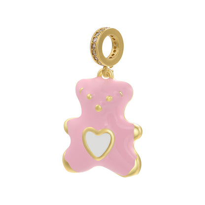10pcs/lot 30*17mm Colorful Enamel Cute Baby Bear Charm Pendant Pink Enamel Charms Charms Beads Beyond