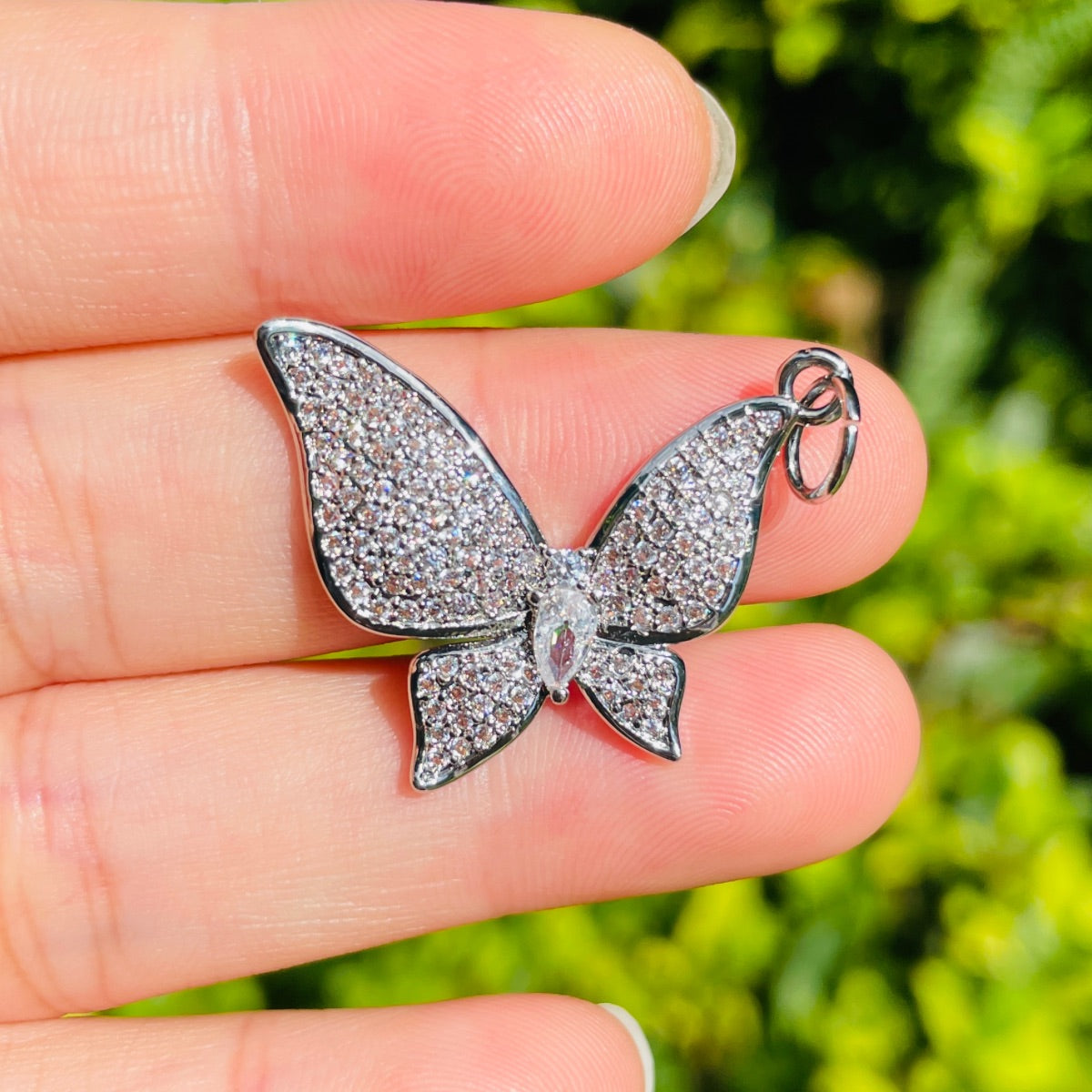 10pcs/lot 28.5*23.5mm CZ Paved Butterfly Charms Silver CZ Paved Charms Butterflies New Charms Arrivals Charms Beads Beyond