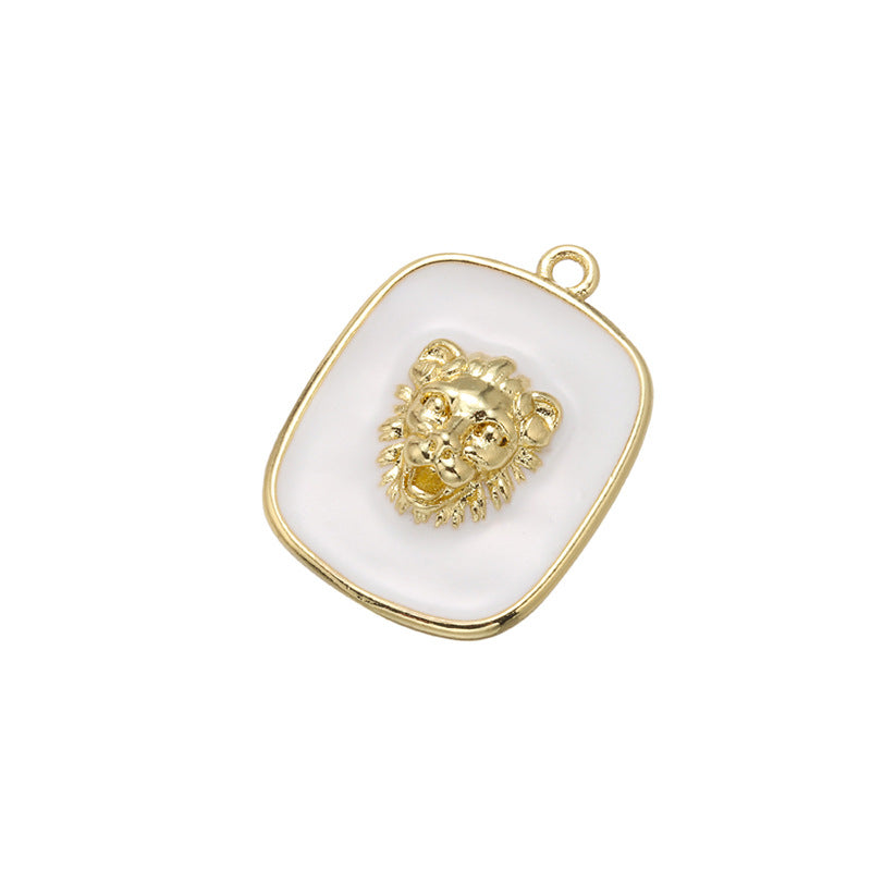 10pcs/lot 21*16mm Enamel Lion Charm for Bracelet & Necklace Making White Enamel Charms Charms Beads Beyond