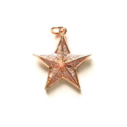 10pcs/lot 25*23mm CZ Paved Star Charms Rose Gold CZ Paved Charms New Charms Arrivals Sun Moon Stars Charms Beads Beyond