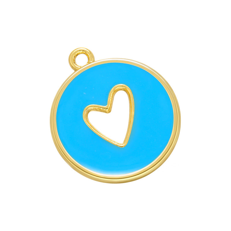 10pcs/lot 20.5*18mm Gold Plated Colorful Enamel Hollow Heart Charm Light blue Enamel Charms Charms Beads Beyond