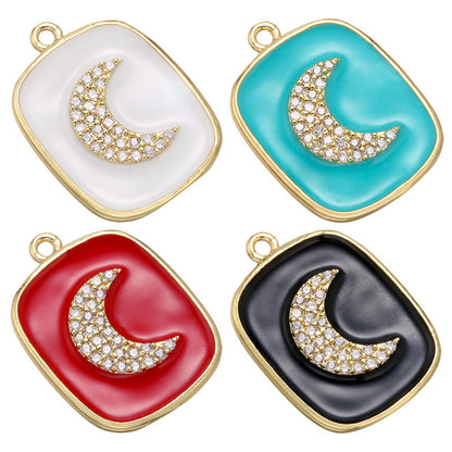 10pcs/lot 21*16mm Enamel Moon Charm for Bracelet & Necklace Making Mix Colors Enamel Charms Charms Beads Beyond