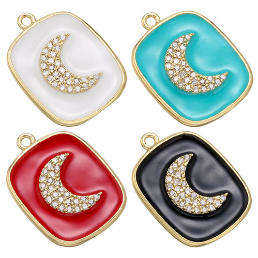 10pcs/lot 21*16mm Enamel Moon Charm for Bracelet & Necklace Making Mix Colors Enamel Charms Charms Beads Beyond
