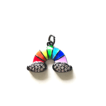 10pcs/lot 20*14mm Enamel CZ Paved Rainbow Charms Black on Black CZ Paved Charms Sun Moon Stars Charms Beads Beyond