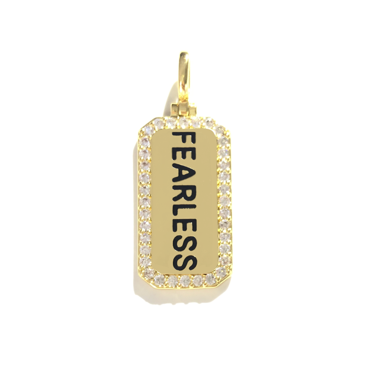 10pcs/lot 38*15mm CZ Paved Fearless Word Tags Charms Pendants Gold CZ Paved Charms Christian Quotes New Charms Arrivals Word Tags Charms Beads Beyond