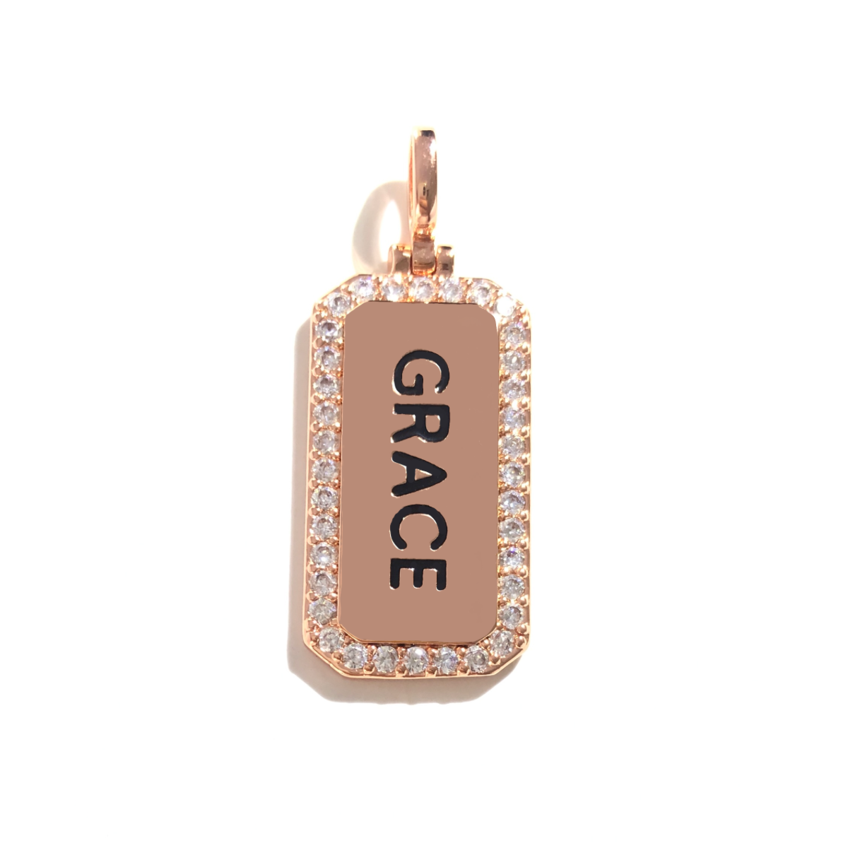 10pcs/lot 38*15mm CZ Paved Grace Word Tags Charms Pendants Rose Gold CZ Paved Charms Christian Quotes New Charms Arrivals Word Tags Charms Beads Beyond