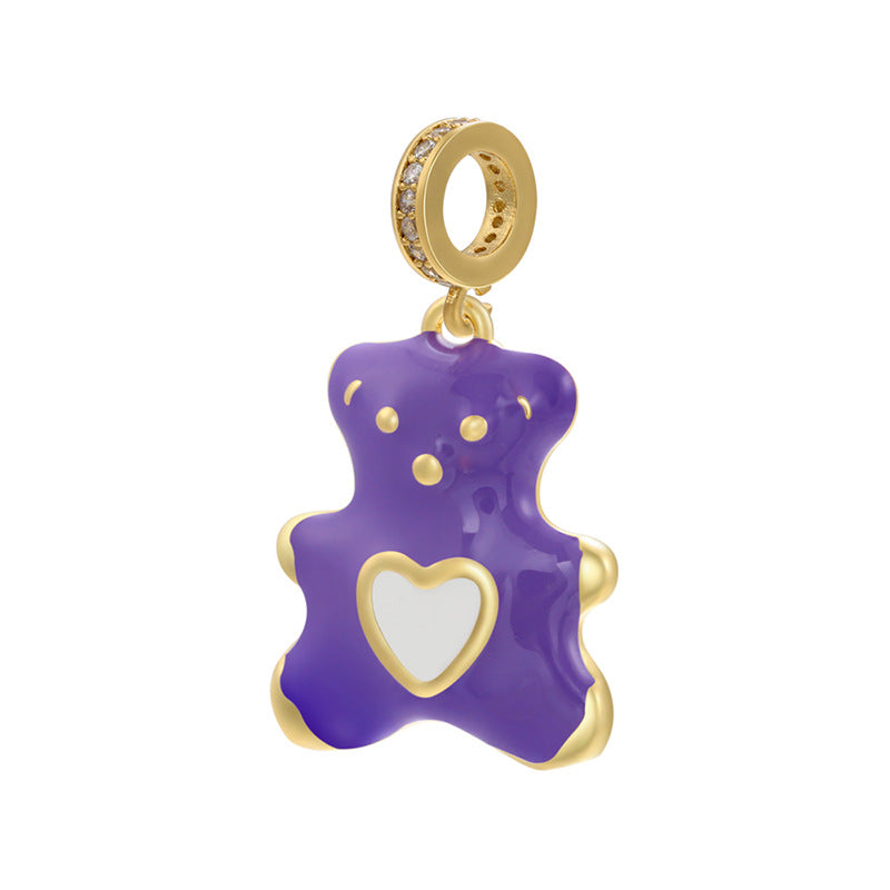 10pcs/lot 30*17mm Colorful Enamel Cute Baby Bear Charm Pendant Purple Enamel Charms Charms Beads Beyond