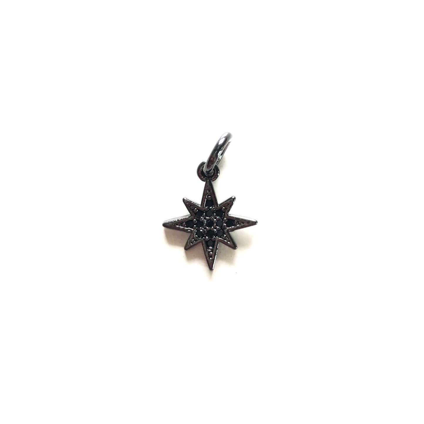 10pcs/lot 13.5*11.8mm Small Size CZ Paved North Star Charms Black CZ Paved Charms Small Sizes Sun Moon Stars Charms Beads Beyond