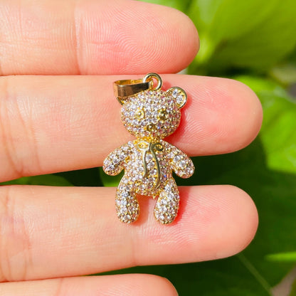 5-10pcs/lot 32*16mm CZ Paved Cute Bear Charms Gold CZ Paved Charms Animals & Insects New Charms Arrivals Charms Beads Beyond