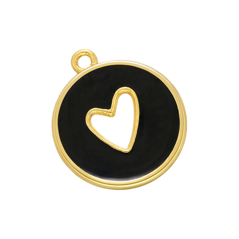 10pcs/lot 20.5*18mm Gold Plated Colorful Enamel Hollow Heart Charm Black Enamel Charms Charms Beads Beyond