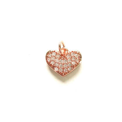 10pcs/lot 15*12mm Small Size CZ Paved Heart Charms Rose Gold CZ Paved Charms Hearts Small Sizes Charms Beads Beyond