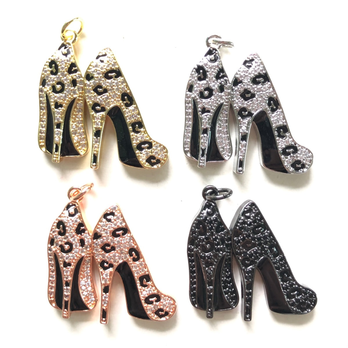 10pcs/lot CZ Pave Leopard Print High Heel Charms CZ Paved Charms High Heels Leopard Printed New Charms Arrivals Charms Beads Beyond