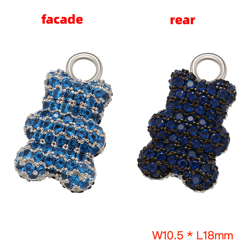 5pcs/lot Full CZ Pave Multicolor Cute Baby Bear Charms Pendants Small Size Silver Blue CZ Enamel Charms Animals & Insects Charms Beads Beyond