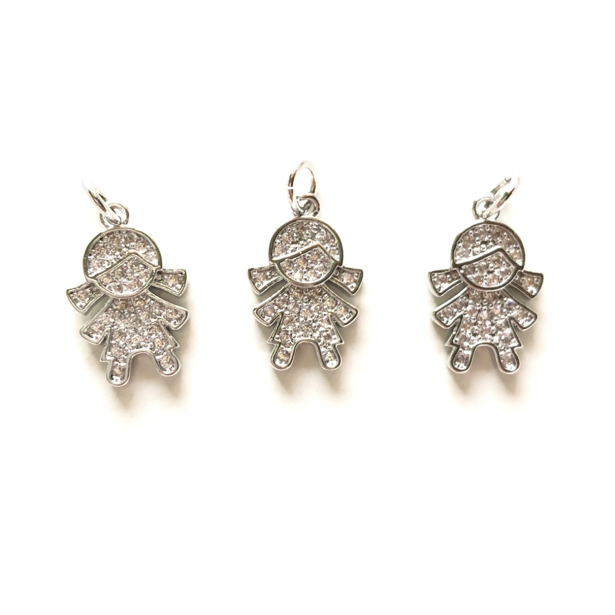 10pcs/lot 16.2*10.5mm Small Size CZ Paved Girl Charms Silver CZ Paved Charms Small Sizes Charms Beads Beyond