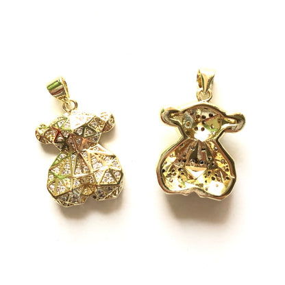 5pcs/lot 22 *17mm Gold Plated CZ Cute Baby Bear Charm Pendants CZ Paved Charms Animals & Insects Charms Beads Beyond