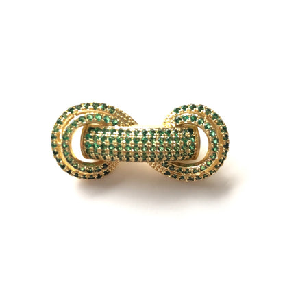 5pcs/lot 31*14.5*8mm Green CZ Paved Tube Bar Spacers Gold CZ Paved Spacers Colorful Zirconia New Spacers Arrivals Tube Bar Centerpieces Charms Beads Beyond
