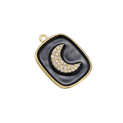 10pcs/lot 21*16mm Enamel Moon Charm for Bracelet & Necklace Making Black Enamel Charms Charms Beads Beyond