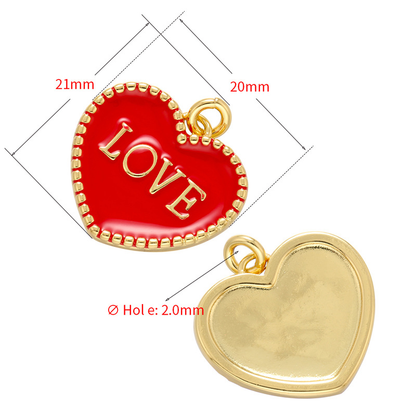 10pcs/lot 20*21mm Colorful Enamel Heart Love Word Charm Pendant Enamel Charms Charms Beads Beyond