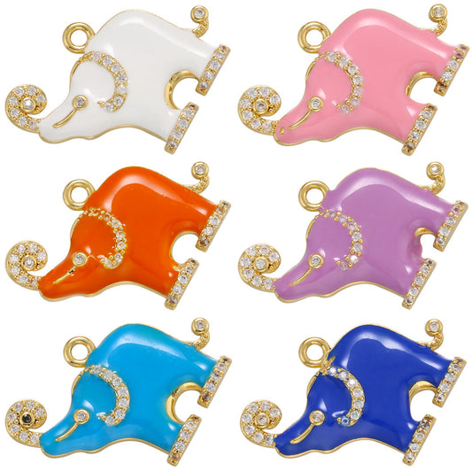 10pcs/lot 22.5*19mm Colorful Enamel CZ Pave Elephant Charm Pendants Mix Colors Enamel Charms Charms Beads Beyond