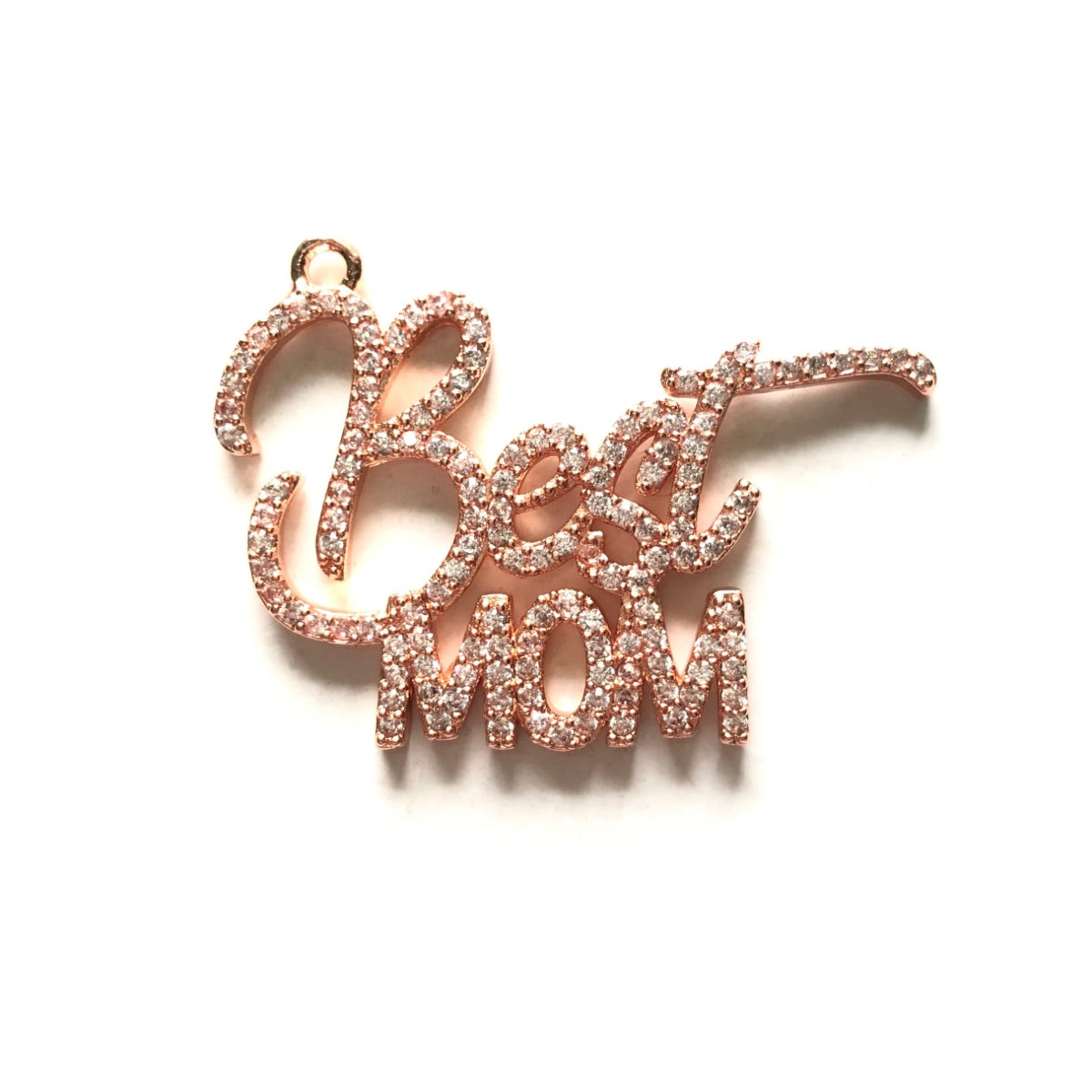 10pcs/lot 35*25.5mm CZ Pave Best Mom Charms for Mother's Day Rose Gold CZ Paved Charms Mother's Day Words & Quotes Charms Beads Beyond